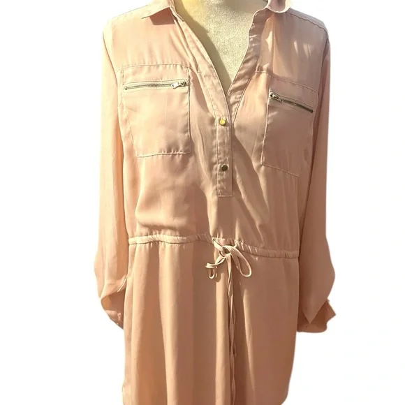 Charlotte Russe Pink Relaxed Tunic with Tie Front - Picture 2 of 10